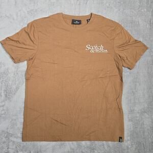 Scotch & Soda Brown Graphic Logo T Shirt Mens Large NWOT Cotton Crew Neck